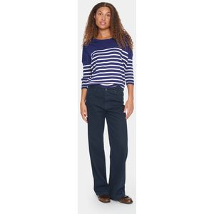 Saint Tropez - MilaSZ R-neck Stripe - Gebreide Trui - Midnight Sail - 3/4-mouwen
