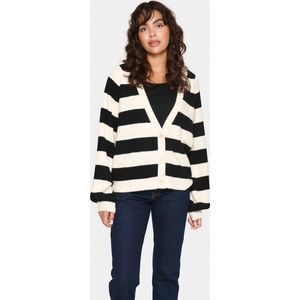 Saint Tropez - Garbiesz Cardigan - Vest - Ice Black Stripe - Gebreid