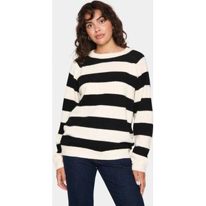 Saint Tropez - Gebreide Trui - Ice Black Stripe - Losvallend Ontwerp