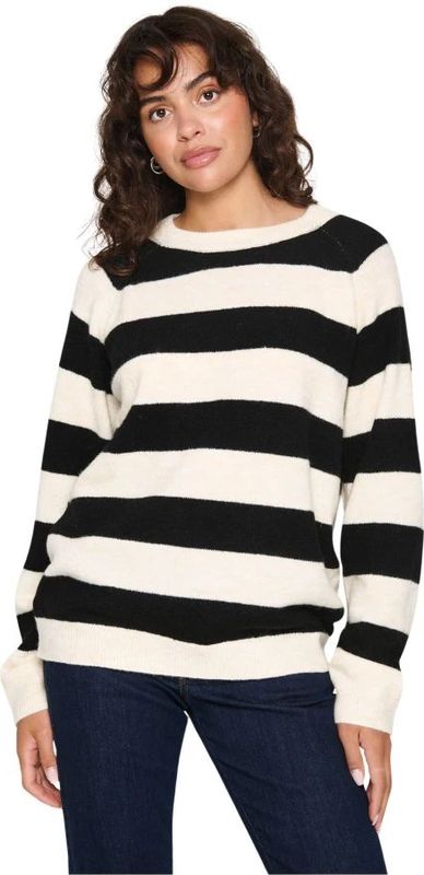 Saint Tropez - Gebreide Trui - Ice Black Stripe - Losvallend Ontwerp