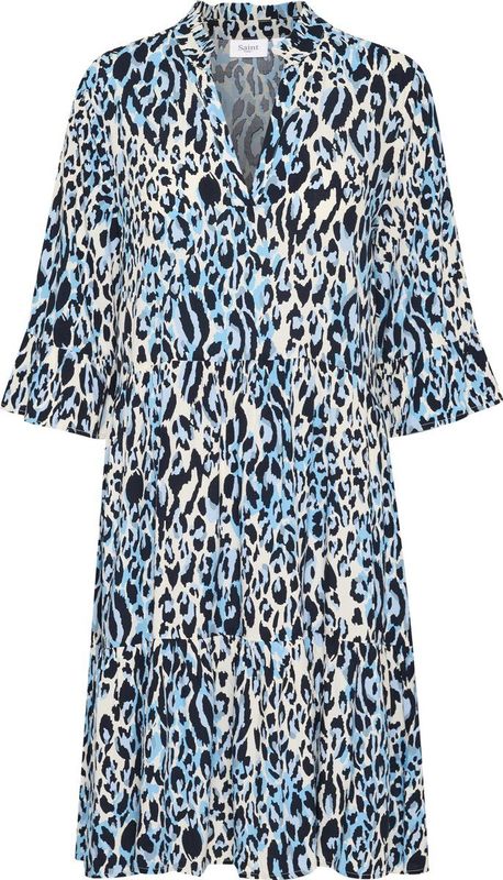 SAINT TROPEZ - Eda - Tuniekjurk - Azuur - Dierenprint