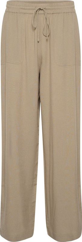 Kaffe Dames casual broek elastische taille brede pijpen volledige lengte zakken dames, Chinchilla, 32