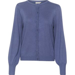 Kaffe - Lizza - Gebreid Vest - Duifblauw - Ronde Hals, Knoopsluiting, Normale Pasvorm
