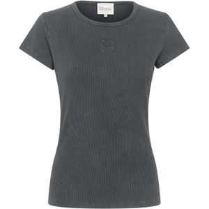 My Essential Wardrobe - Blouseshirt - Duifblauw - Geribbeld Gebreid