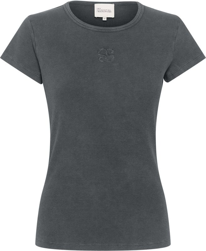 My Essential Wardrobe - Blouseshirt - Duifblauw - Geribbeld Gebreid