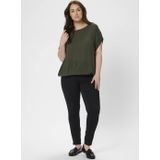 Kaffe - Curve - Top - Kaki - 100% Viscose - Korte Mouwen