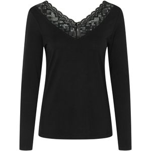 Cream - Top - Lange Mouwen - V-Hals - Kanten Details