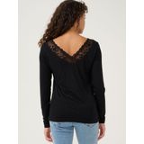 Cream - Top - Lange Mouwen - V-Hals - Kanten Details