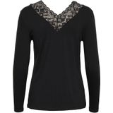 Cream - Top - Lange Mouwen - V-Hals - Kanten Details