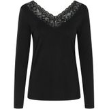 Cream - Top - Lange Mouwen - V-Hals - Kanten Details