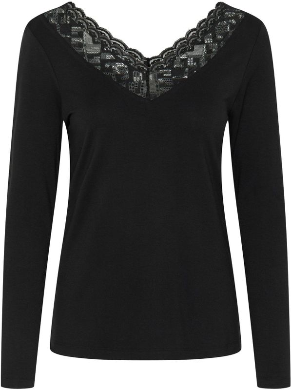 Cream - Top - Lange Mouwen - V-Hals - Kanten Details