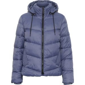 KAFFE Kaffe Puffer Jacket voor dames, hoge kraag, capuchon, hip lengte, ritssluiting, regular fit, buitenkleding, dames, Blauw Indigo