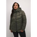 Kaffe - Curve - Gewatteerde Jas - Donkergroen - Met Capuchon