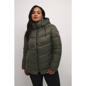 Kaffe - Curve - Gewatteerde Jas - Donkergroen - Met Capuchon