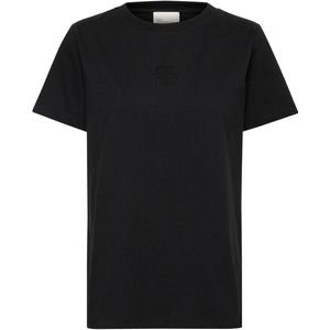 My Essential Wardrobe - T-shirt - Zwart - 100% Katoen - Geborduurd Logo