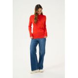 KAFFE - Kaffe Rollneck T-shirt - Vurig Rood - Dames - Slim Fit