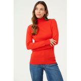 KAFFE - Kaffe Rollneck T-shirt - Vurig Rood - Dames - Slim Fit