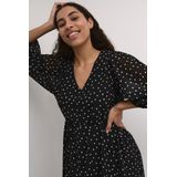 Kaffe - Jurk 'Sally' - Zwart/Wit - Jerseyjurk - 3/4 Lengte - V-hals