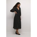 Kaffe - Jurk 'Sally' - Zwart/Wit - Jerseyjurk - 3/4 Lengte - V-hals