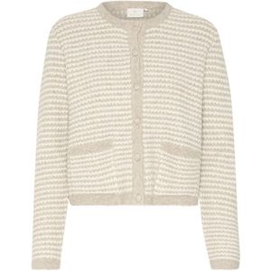 Kaffe Vest Kaellery Knit Cardigan 10509031 106870 Feather Grey/chalk Struc Dames