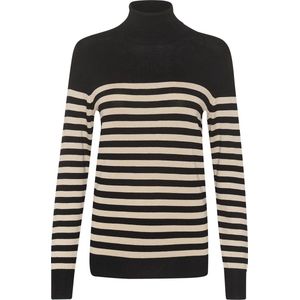 Kaffe Trui Kalizza Striped Roll Neck 10509063 106347 Black/feather Gray Dames