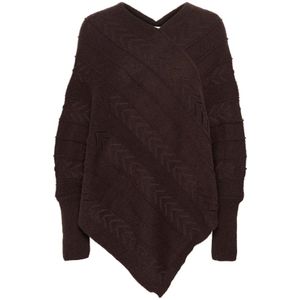 Cream, Jassen, Dames, Bruin, ONE Size, Gebreide Poncho Chocolade Pruim