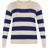 KAFFE - CURVE - Trui - Beige - Donkerblauw - Aansluitende Pasvorm
