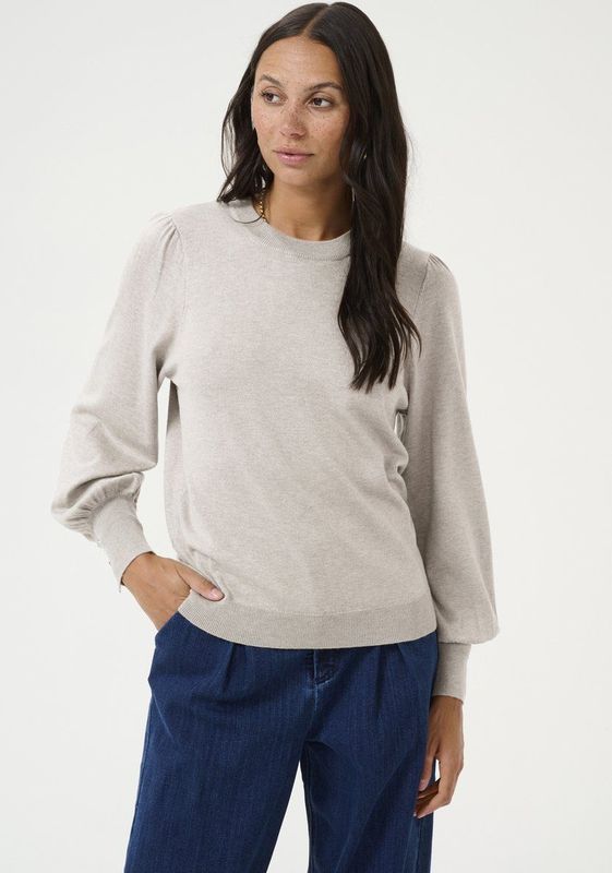 Damestrui - Ronde Hals - Lange Ballonmouwen - Knoopdetails - 80% Viscose