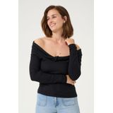 Kaffe top zwart rib gebreid