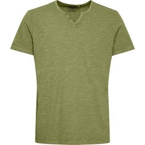T-shirt - Oil Green - Regular Fit - Korte Mouwen - V-hals
