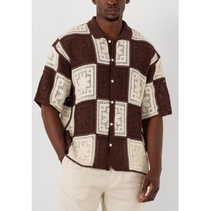 Woodbird Wbbanks Crochet Knit Overhemden Heren - Bruin - Maat S