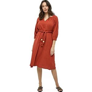 DESIRES - Clara - Jurk - Roestrood - 3/4 Lengte - Getailleerd
