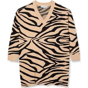 Desires Emiline Jacquard gebreide jurk voor dames, Print Cubaans zand 0975p