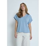 Peppercorn - Dicette - T-shirt - Hemelsblauw - V-hals - Kwartmouw