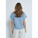 Peppercorn - Dicette - T-shirt - Hemelsblauw - V-hals - Kwartmouw