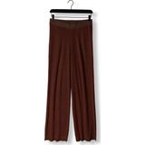 Minus Allie High Waisted Wide Leg Metallic Knit Pant Broeken Dames - Bruin