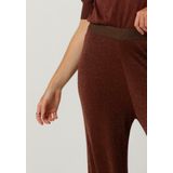 Minus Allie High Waisted Wide Leg Metallic Knit Pant Broeken Dames - Bruin
