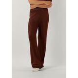 Minus Allie High Waisted Wide Leg Metallic Knit Pant Broeken Dames - Bruin