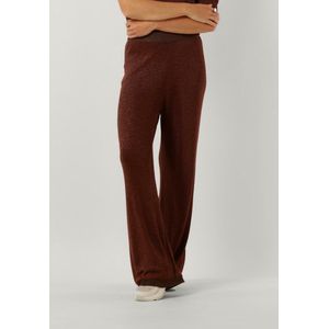 Minus Allie High Waisted Wide Leg Metallic Knit Pant Broeken Dames - Bruin