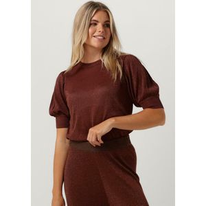 Minus - Liva - T-shirt - Donker Kaneel Bruin Metallic - Halve Mouw