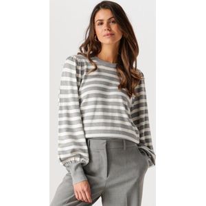 Minus - Liva Long Sleeve Pullover - Grijs - Dames - Gestreepte Trui