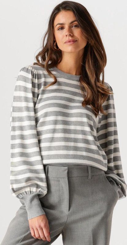 Minus - Liva Long Sleeve Pullover - Grijs - Dames - Gestreepte Trui