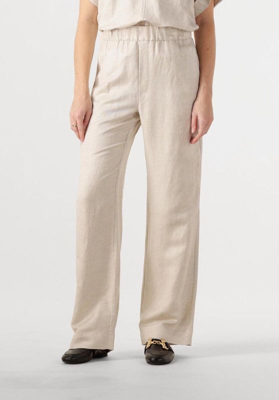 Minus - Sabbi Linen Pant - Wijde Broek - Beige - Gemaakt van Linnen