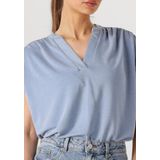 Minus Fiba Modal T-shirt Tops & T-shirts Dames - Shirt - Lichtblauw - Maat XS