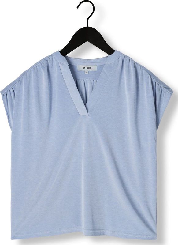 Minus Fiba Modal T-shirt Tops & T-shirts Dames - Shirt - Lichtblauw - Maat XS