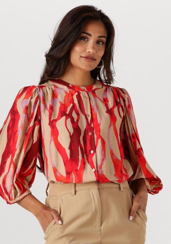 minus Blouse 'Rikki'  crème / lila / donkeroranje