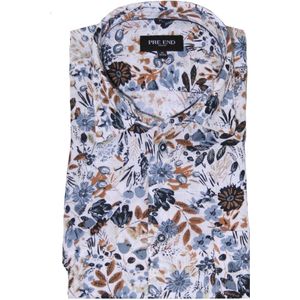 Pre End - Korte Mouw Overhemd - Blauw - 100% Katoen