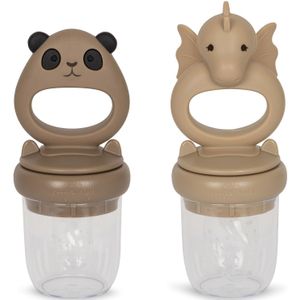 Konges Sløjd fruitspeen draak en panda - Warm clay/Shitake
