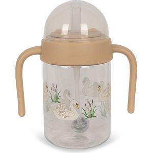 Konges Sløjd Drinkbeker baby met rietje - Handvat - 330 ml - Swan