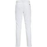 Heren JACK & JONES Chino Broek Stretch Pantalon Taps Toelopende Pasvorm Slim Fit Look JPSTMARCO JJBOWIE, Colour:White, Pant Size:28W / 30L, Beenlengte: